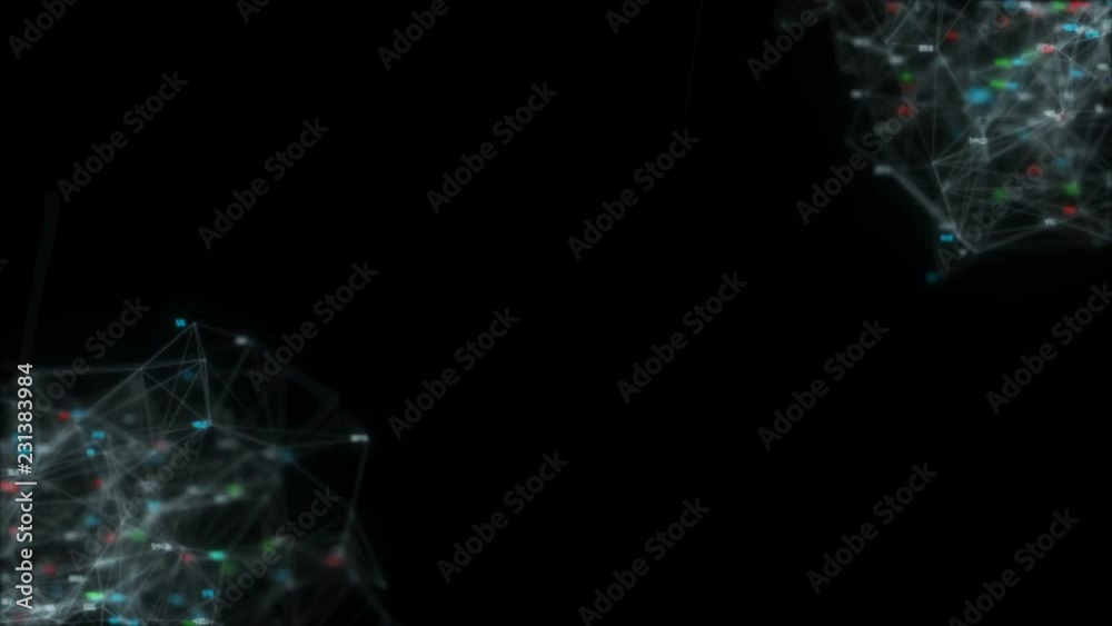 Poster information clouds. depth of field. seamless loop.3d rendered abstract plexus shapes. connection and
