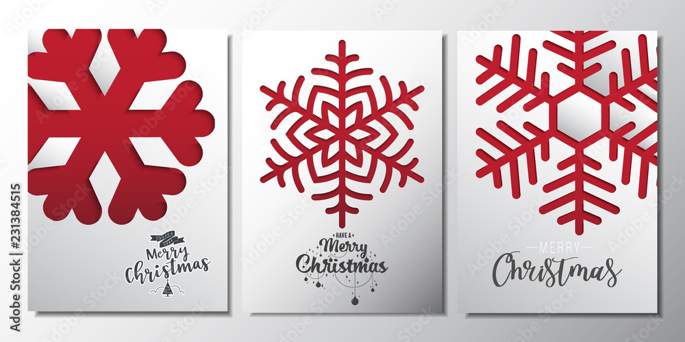 Poster Colours paper cut of vector snowflake on gradient colours ornate background with merry christmas phase text