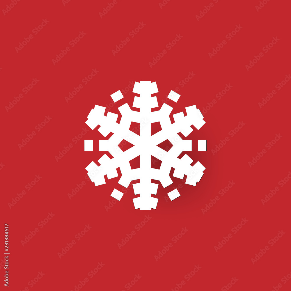 Poster colours paper cut of vector snowflake on red colours ornate background
