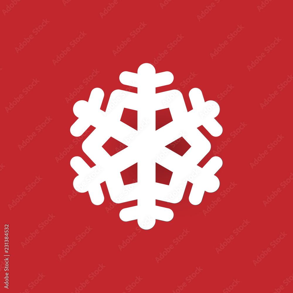 Poster colours paper cut of vector snowflake on red colours ornate background