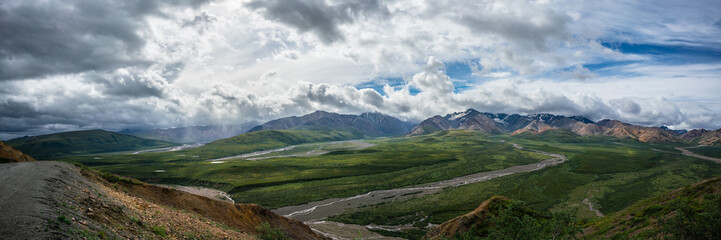Denali national park mountains panoramic view, Alaska
