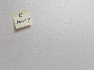 January 15, calendar date sticky note