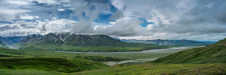 Trekking paths in Denali national park mountains, Alaska
