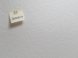 January 20, calendar date sticky note