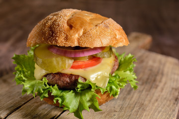 Completely home made hamburger made from products found in the fridge