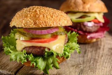 Completely home made hamburger made from products found in the fridge