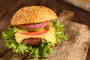 Completely home made hamburger made from products found in the fridge