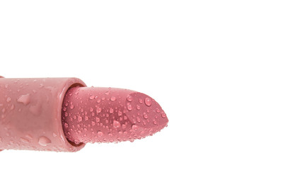wet with lipstick lip droplets on white background