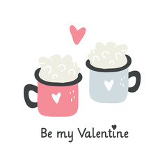 Valentine's day card design with couple of cups