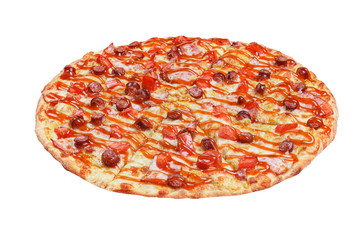 Italian pizza on a white background. isolate to create a pizza menu on the website or a printed menu.