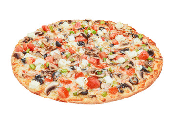 Italian pizza on a white background. isolate to create a pizza menu on the website or a printed menu.