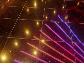 Disco discotheque lights in trendy dancing night clube
