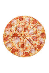 Italian pizza on a white background. isolate to create a pizza menu on the website or a printed menu.