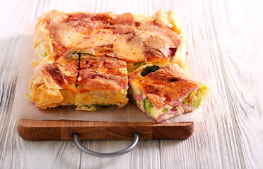 Broccoli, ham and cheese pie
