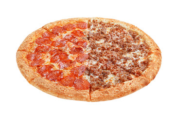 Italian pizza on a white background. isolate to create a pizza menu on the website or a printed menu.