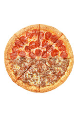 Italian pizza on a white background. isolate to create a pizza menu on the website or a printed menu.