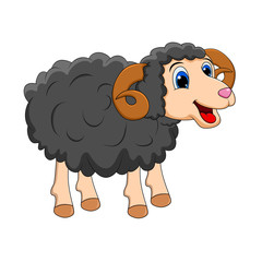 cartoon black ram design isolated on white background