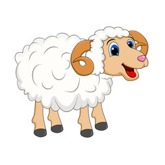 cartoon white ram design isolated on white background