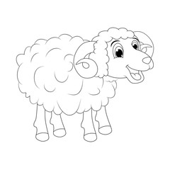 cartoon outline ram design isolated on white background