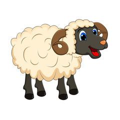 cartoon white ram design isolated on white background