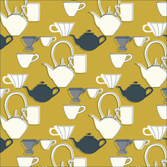 Seamless pattern tea cup. Colorful seamless pattern tea cup in vintage style. 