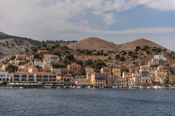Fototapeta na wymiar Symi Island Harbour view in Greece.