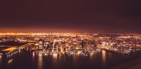 Fototapeta na wymiar Amazing Panoramic Aerial View over New York City at Night