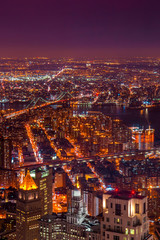 Naklejka premium Amazing Vertical Aerial View over New York City at Night
