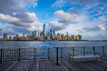 Manhattan skyline view from Jersey City waterfront - obrazy, fototapety, plakaty
