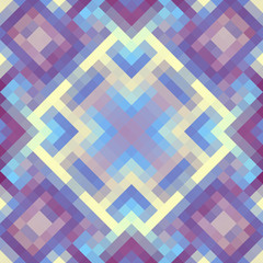 Geometric abstract symmetric pattern in pixel art style. Seamless geometric background. Vector image.
