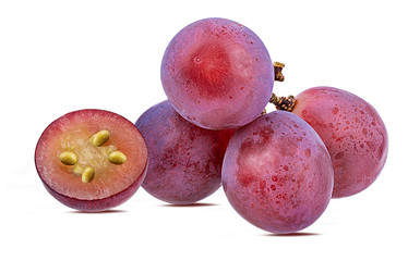 Fresh grapes isolated on white background with clipping pass