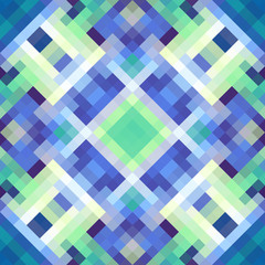 Geometric abstract symmetric pattern in pixel art style. Seamless geometric background. Vector image.