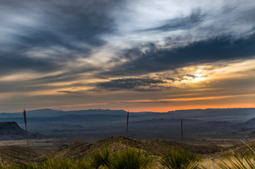 sunset on the desert