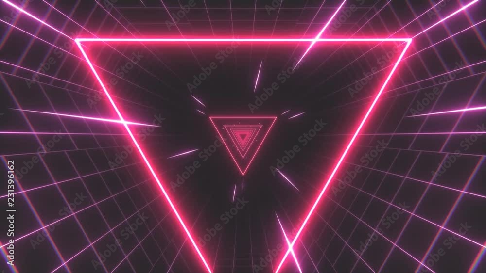 Canvas Prints retro-futuristic 80s tunnel triangle grid background. perfectly seamless looped opener animation.