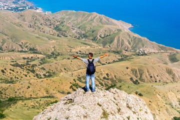 Fototapeta premium Man in the mountains