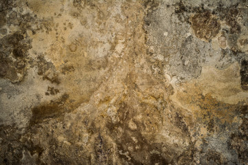dark grunge texture of old cracked concrete wall, destroyed plaster layer of antique surface