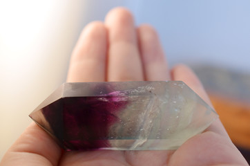Double Terminated Fluorite. Large double terminated two tone fluorite crystal. Very deep coloring! Beautiful crystal Perfect for grids!