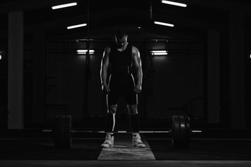 Athlete of Powerlifter Attempt Deadlift a Heavy Barbell