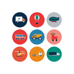 Transport Flat Icons Set