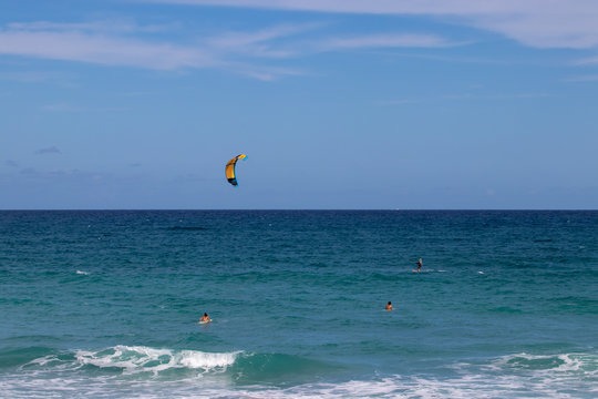 kite surfing on a beautiful day