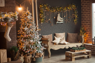 Beautiful decorated christmas room
