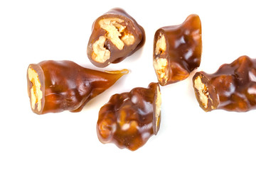 Tasty oriental sweets, churchkhela on  white background. Georgian national dessert