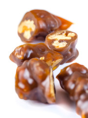 Tasty oriental sweets, churchkhela on  white background. Georgian national dessert