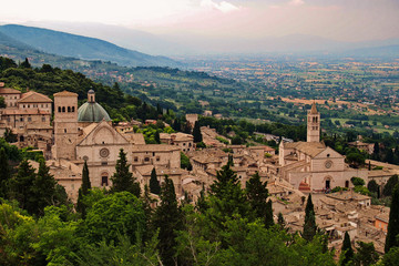 View to town of Assisi from fortress