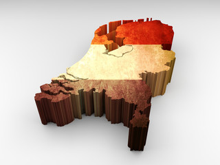 Netherlands 3d map textured with a Dutch flag