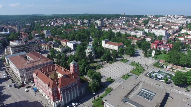 Pleven, Bulgaria, Aerial Panoramic View Above The Town