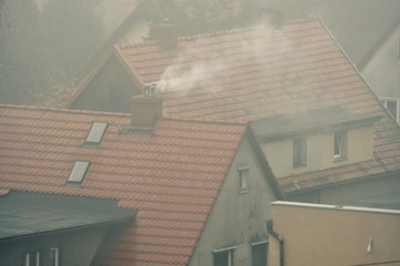 Dym z domina domu - obrazy, fototapety, plakaty