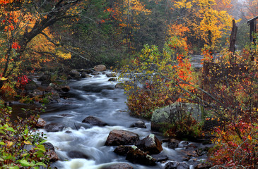 Water falls in rural Quebec in autumn time