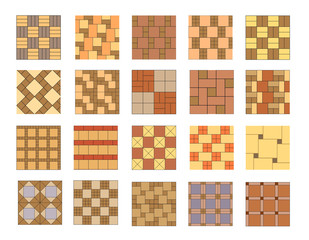 Fototapeta premium Set of vector paving tiles and bricks patterns.
