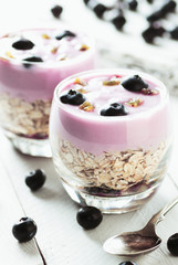 Blueberries yogurt snack